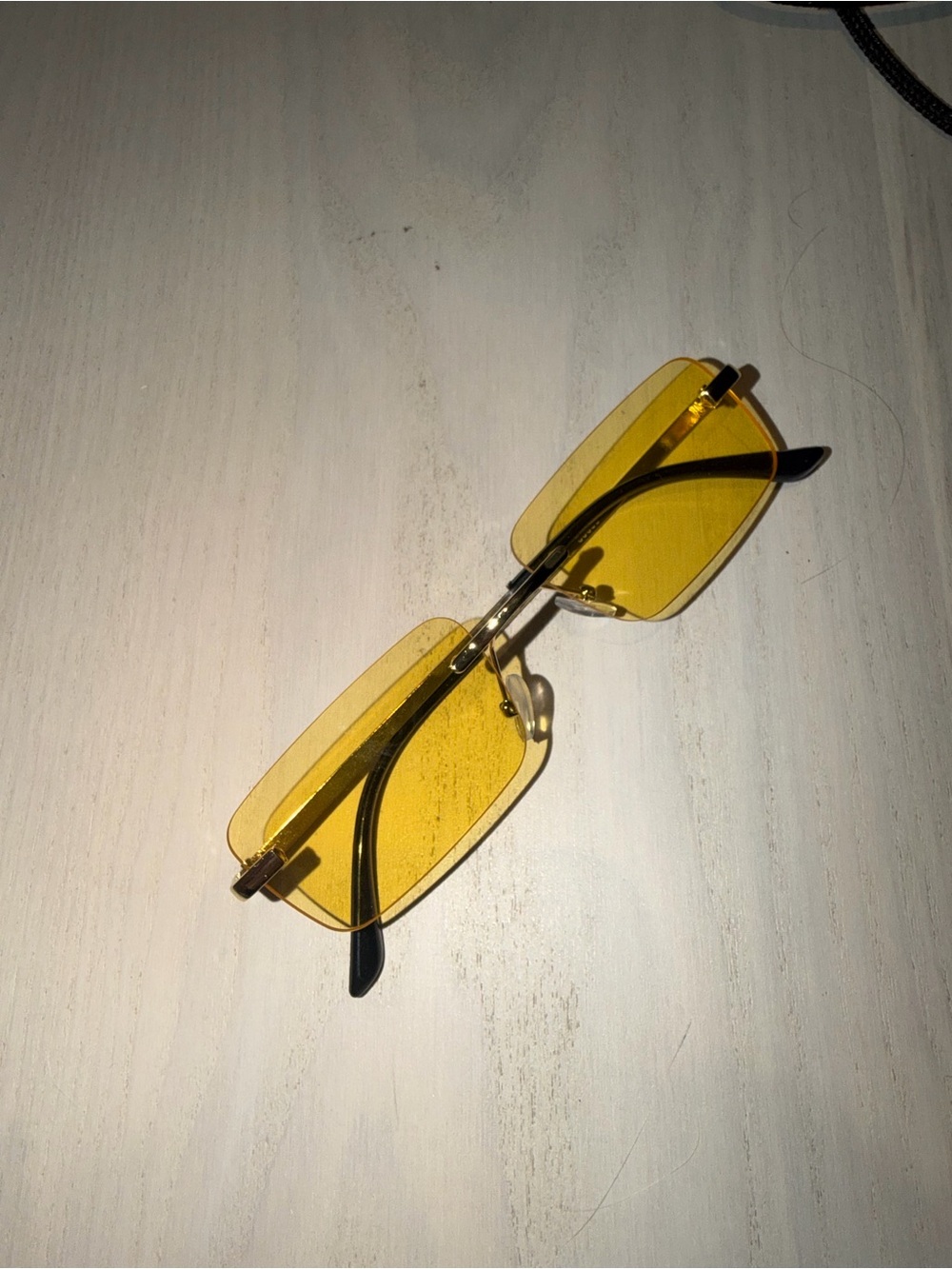 Yellow Rimless Rectangular Sunglasses - Picture 3 of 3